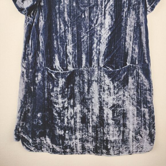 Floreat Anthropologie Dress Medium Blue Crushed Velvet Whimsigoth Dark Romance - Picture 3 of 15